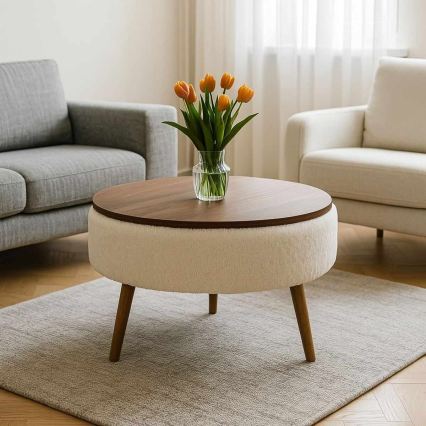 Konferenčný stolík FELPO pr. 60 cm biela/orech