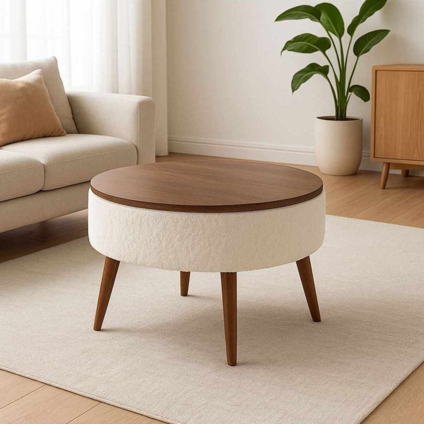Konferenčný stolík FELPO pr. 60 cm biela/orech