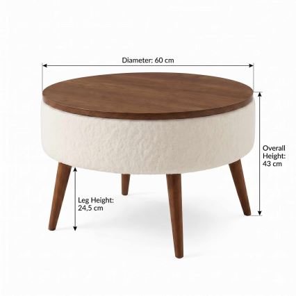 Konferenčný stolík FELPO pr. 60 cm biela/orech