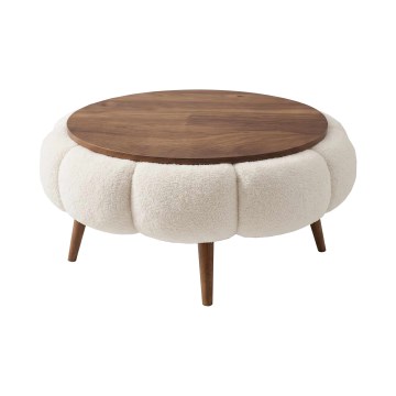 Konferenčný stolík FELPO pr. 60 cm krémová/orech