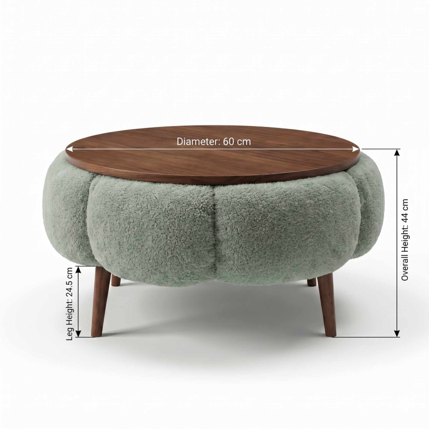 Konferenčný stolík FELPO pr. 60 cm zelený/orech