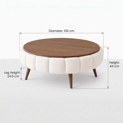 Konferenčný stolík FELPO priemer 100 cm biela/orech