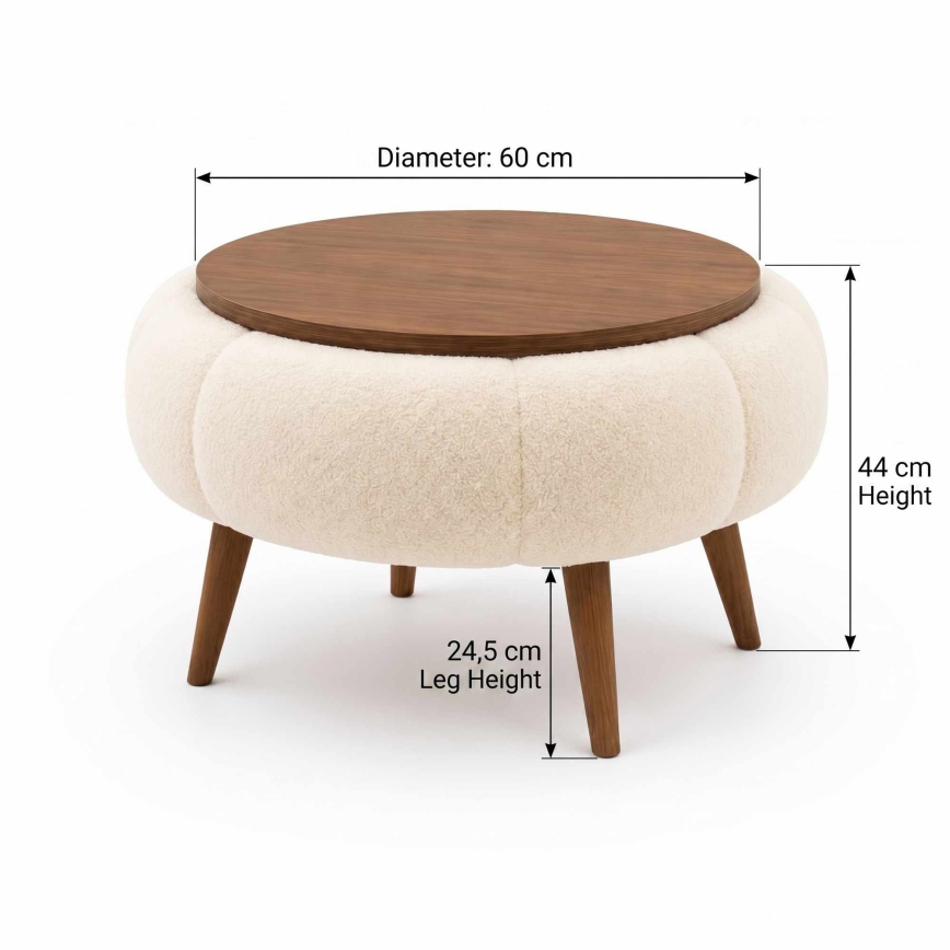Konferenčný stolík FELPO priemer 45 cm béžová/orech