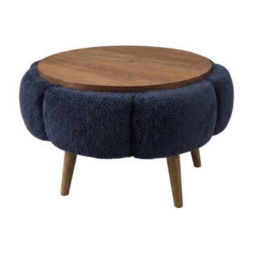 Konferenčný stolík FELPO priemer 60 cm modrá/orech