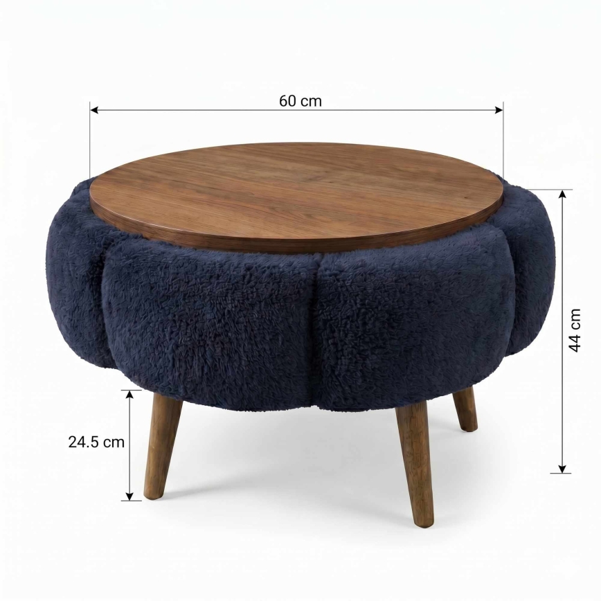 Konferenčný stolík FELPO priemer 60 cm modrá/orech