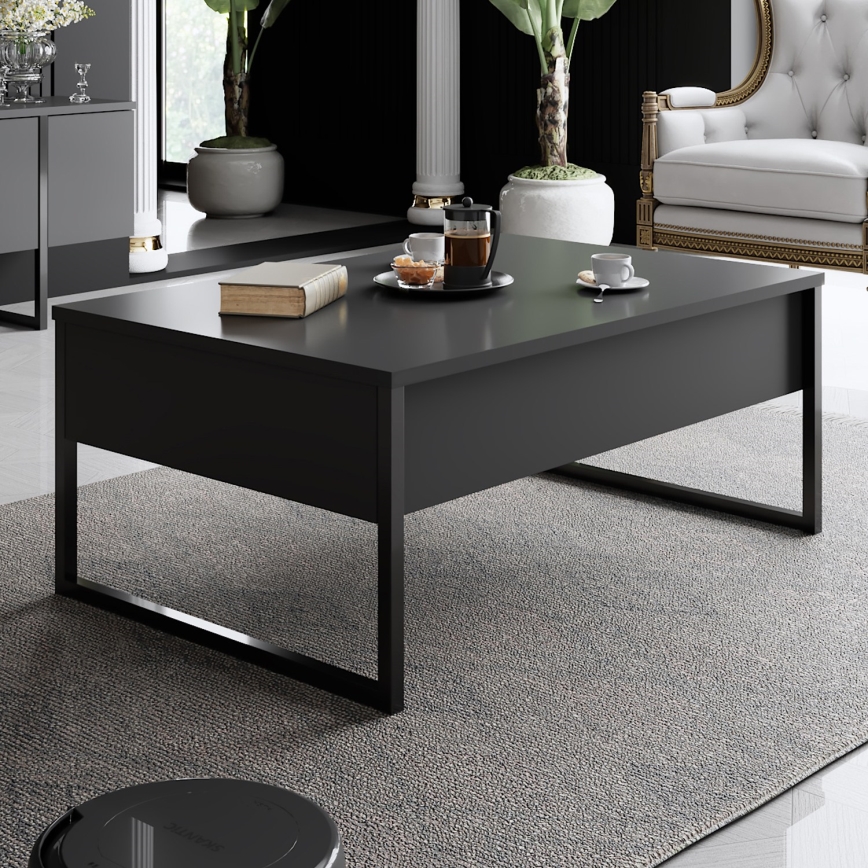 Konferenčný stolík LUXE 40x90 cm antracit/čierna