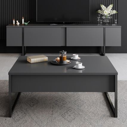 Konferenčný stolík LUXE 40x90 cm antracit/čierna