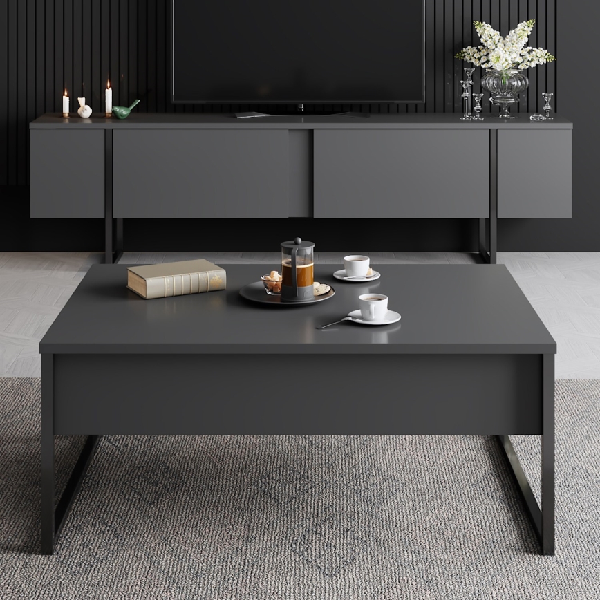 Konferenčný stolík LUXE 40x90 cm antracit/čierna