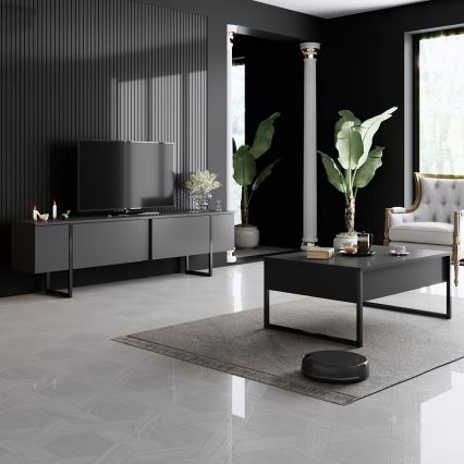 Konferenčný stolík LUXE 40x90 cm antracit/čierna