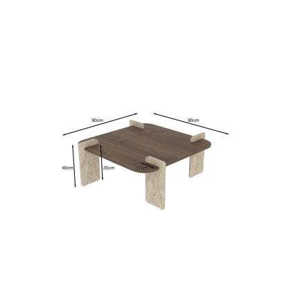 Konferenčný stolík PURO 90x90 cm orech/béžová