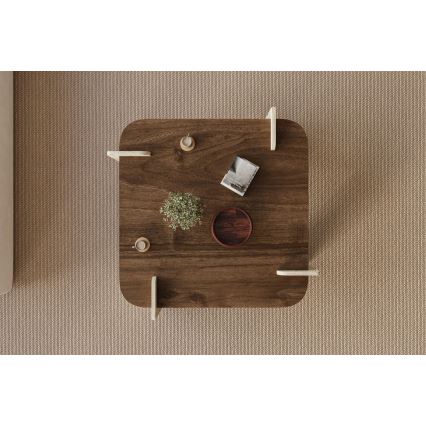 Konferenčný stolík PURO 90x90 cm orech/travertín