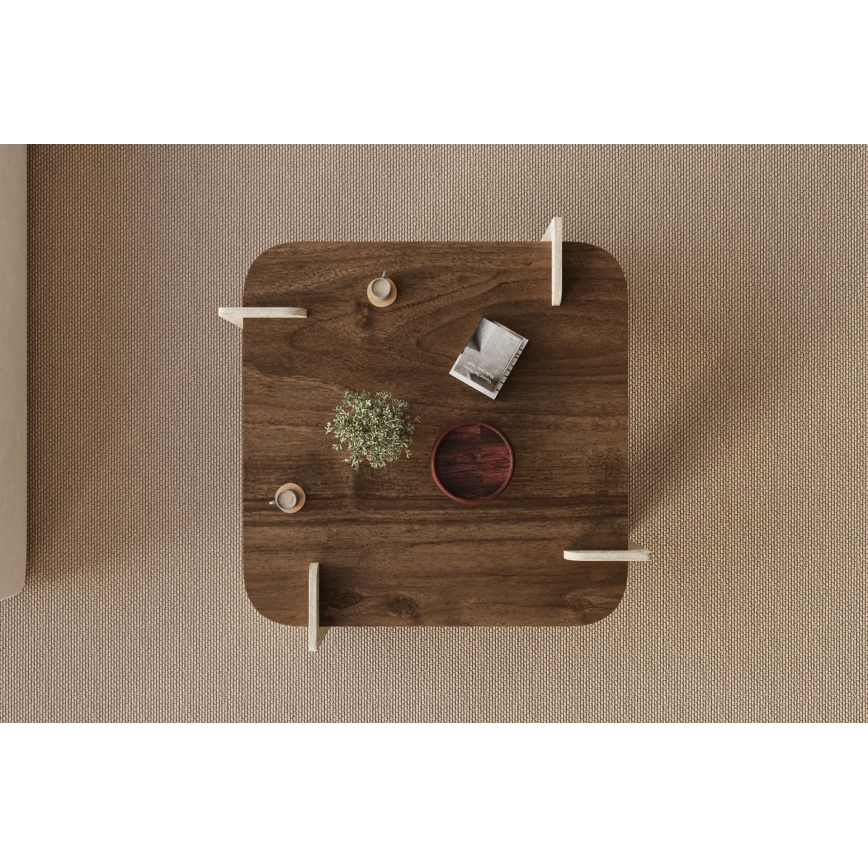 Konferenčný stolík PURO 90x90 cm orech/travertín