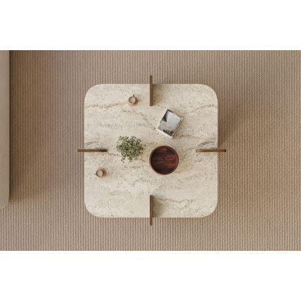 Konferenčný stolík PURO 90x90 cm travertín/orech
