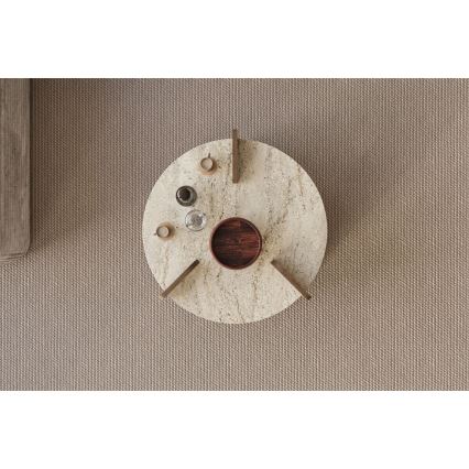 Konferenčný stolík PURO pr. 70 cm travertín/orech