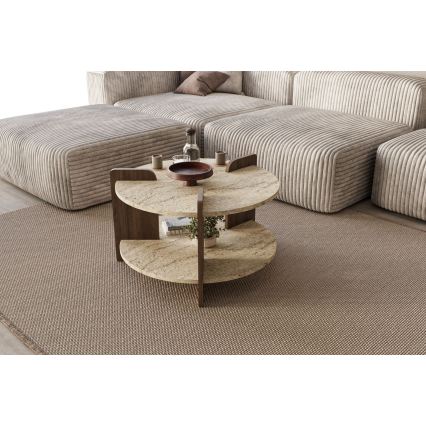 Konferenčný stolík PURO pr. 70 cm travertín/orech