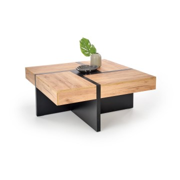 Konferenčný stolík RADIX 100x100 cm čierna/hnedá