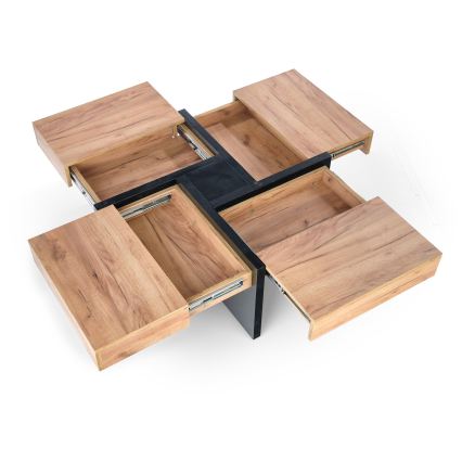 Konferenčný stolík RADIX 100x100 cm čierna/hnedá