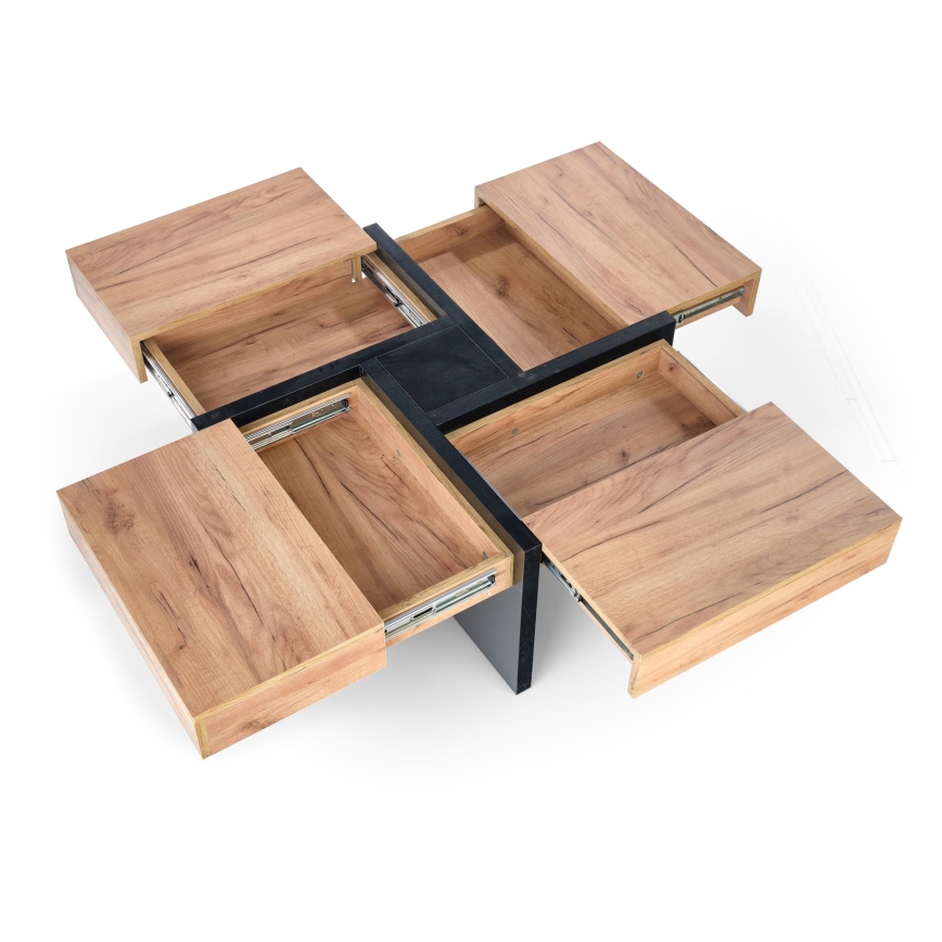 Konferenčný stolík RADIX 100x100 cm čierna/hnedá