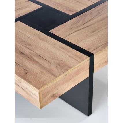 Konferenčný stolík RADIX 100x100 cm čierna/hnedá