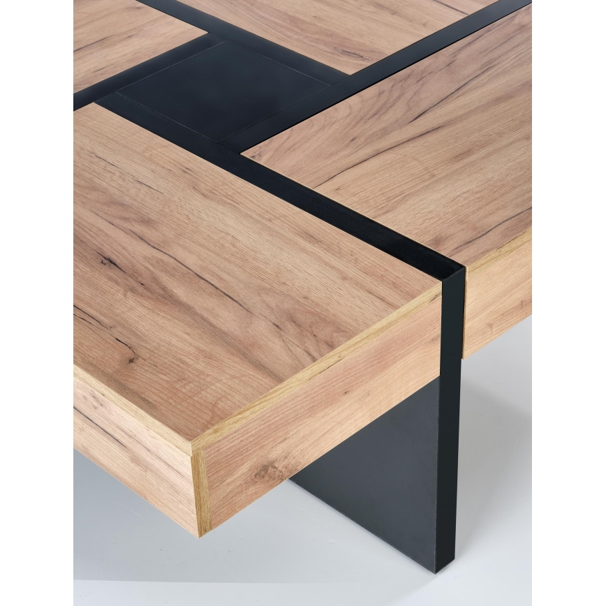 Konferenčný stolík RADIX 100x100 cm čierna/hnedá