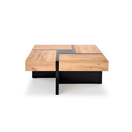 Konferenčný stolík RADIX 100x100 cm čierna/hnedá