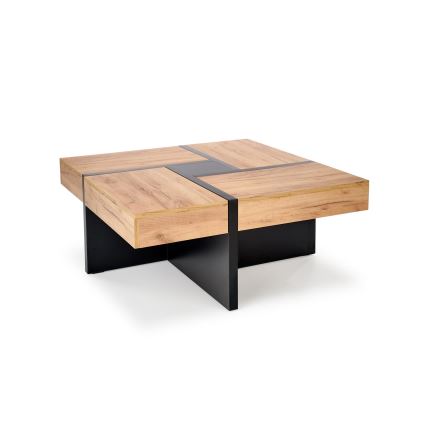 Konferenčný stolík RADIX 100x100 cm čierna/hnedá