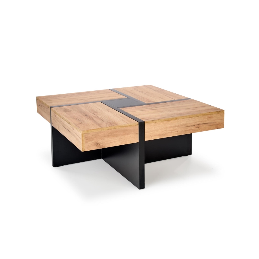 Konferenčný stolík RADIX 100x100 cm čierna/hnedá