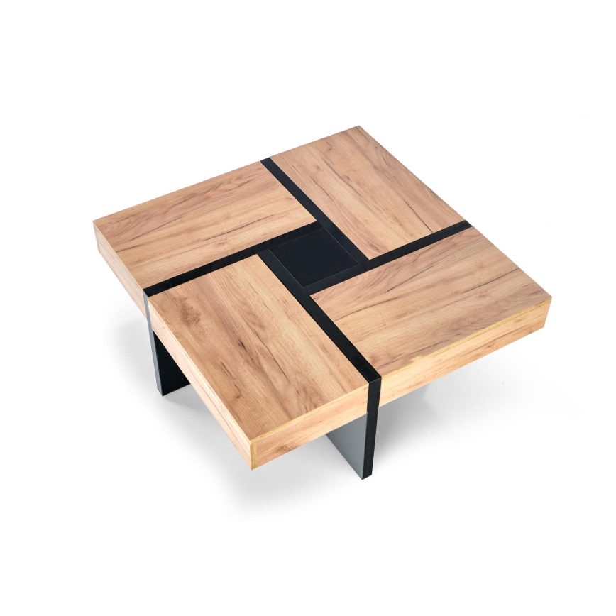 Konferenčný stolík RADIX 100x100 cm čierna/hnedá