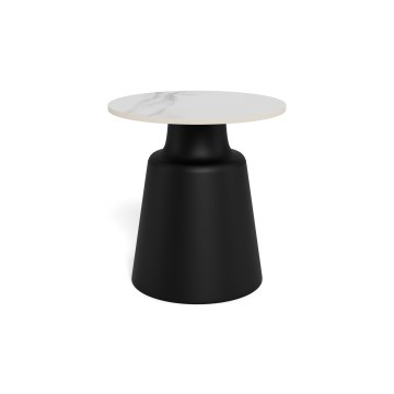 Konferenčný stolík SANTORINI pr. 45 cm biela/čierna/keramika