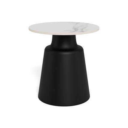 Konferenčný stolík SANTORINI pr. 45 cm biela/čierna/keramika