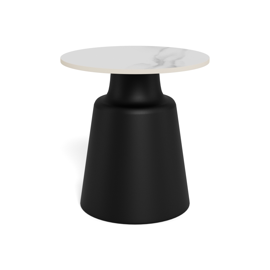 Konferenčný stolík SANTORINI pr. 45 cm biela/čierna/keramika