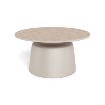 Konferenčný stolík SANTORINI priemer 70 cm béžová/šedá/keramika