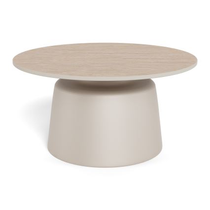 Konferenčný stolík SANTORINI priemer 70 cm béžová/šedá/keramika