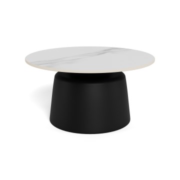 Konferenčný stolík SANTORINI priemer 70 cm biely/čierny/keramika