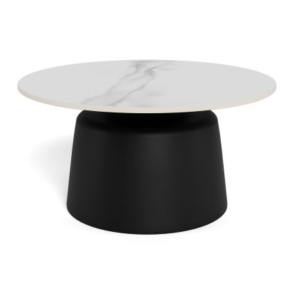 Konferenčný stolík SANTORINI priemer 70 cm biely/čierny/keramika