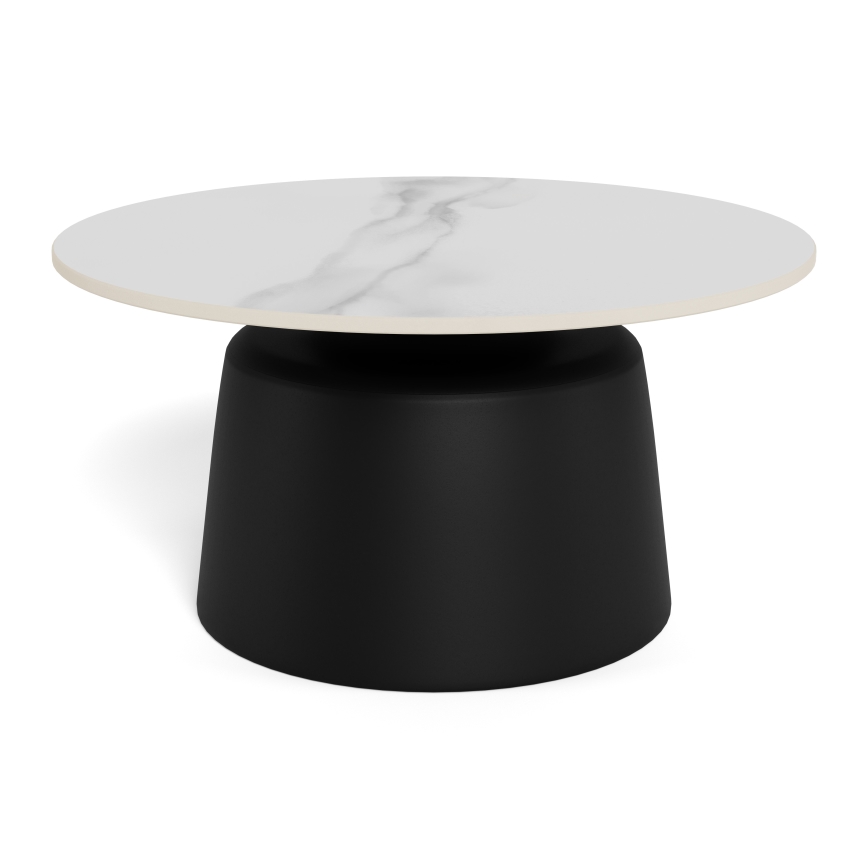 Konferenčný stolík SANTORINI priemer 70 cm biely/čierny/keramika