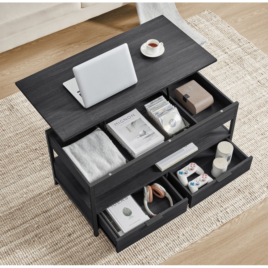 Konferenčný stolík so zdvíhacou doskou NYRO čierny