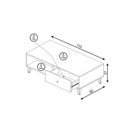 Konferenčný stolík SULA dub artisan/biela