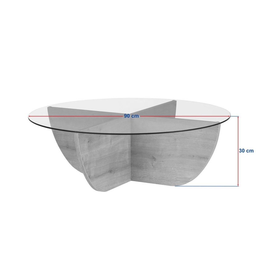 Konferenčný stolík VERE pr. 90 cm béžový/číry