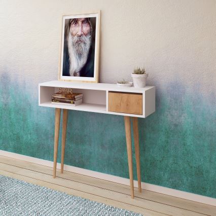 Konzolový stolík KIOGI 94x100 cm biela/béžová