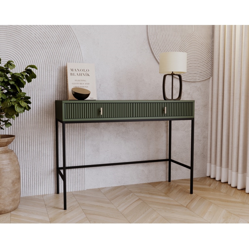 Konzolový stolík SUE zelená/čierna