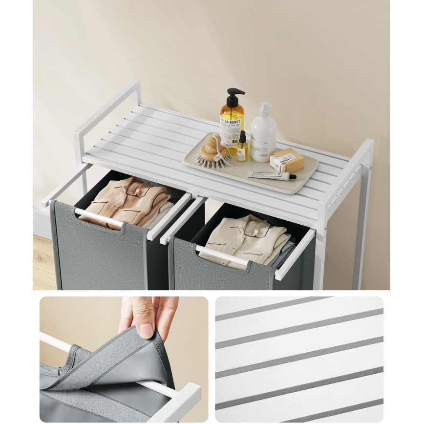 Kôš na bielizeň REX biely/sivý