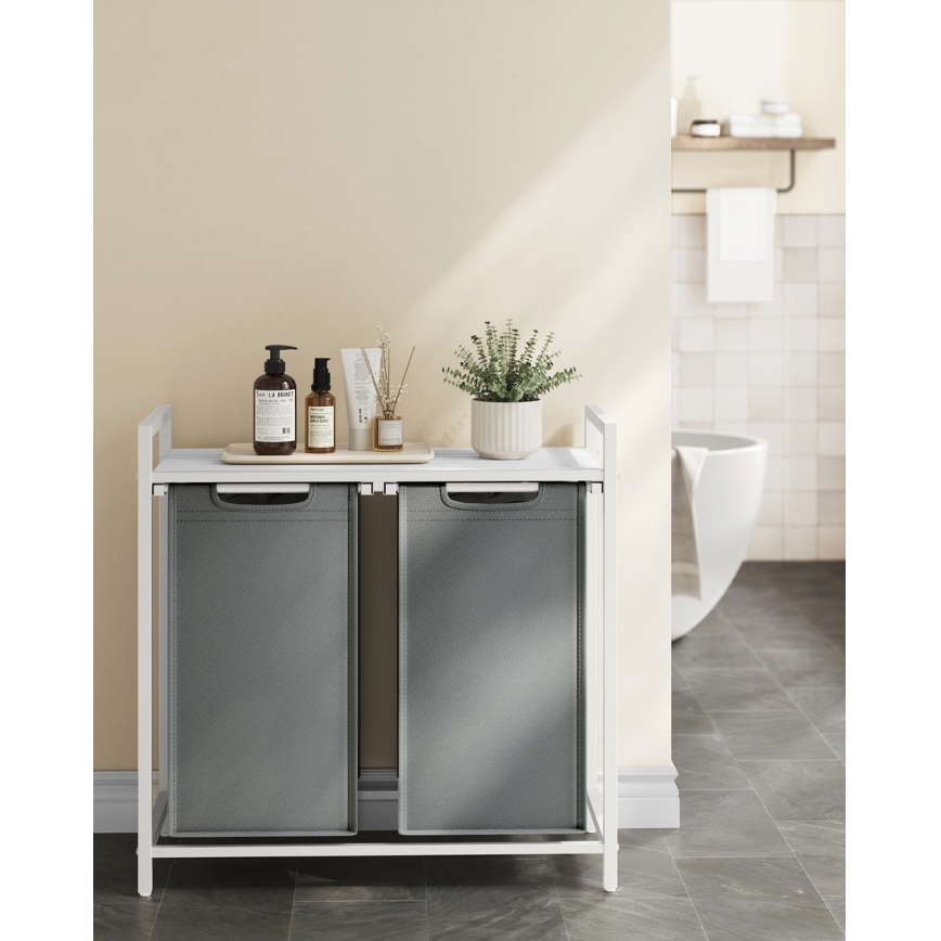 Kôš na bielizeň REX biely/sivý