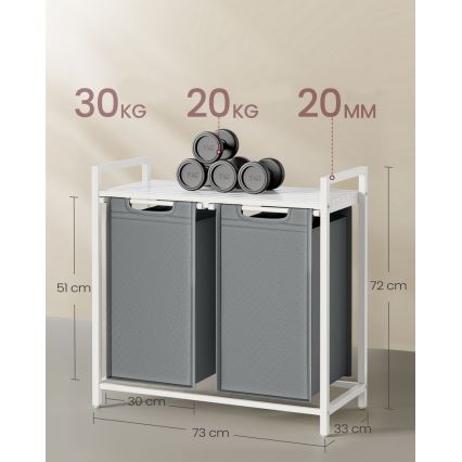 Kôš na bielizeň REX biely/sivý