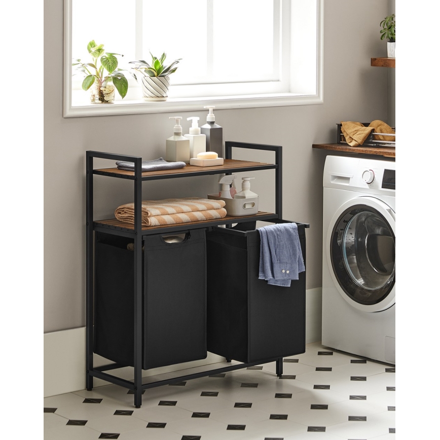 Koš na bielizeň REX hnedý/čierny