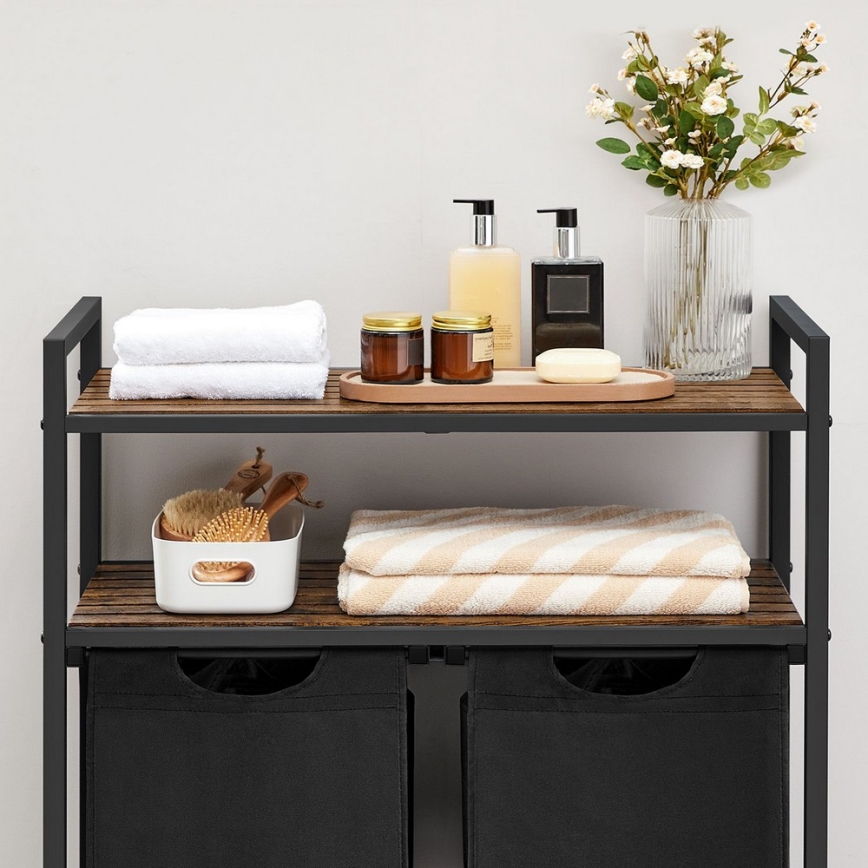 Koš na bielizeň REX hnedý/čierny