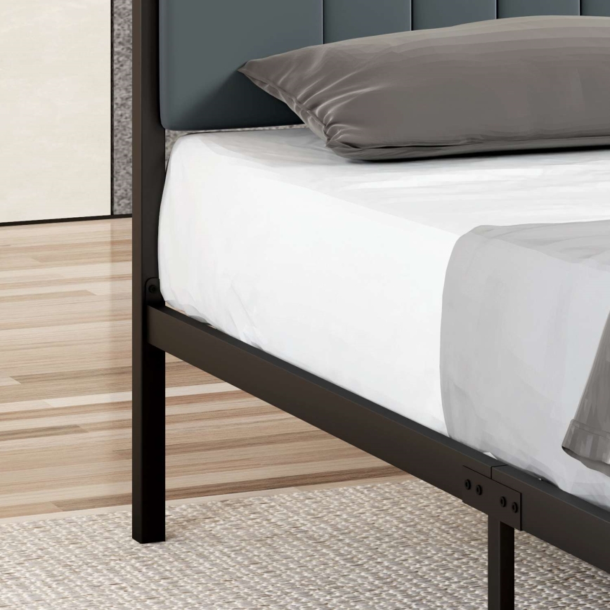 Kovová dvojlôžková posteľ LUNOR 160x200 cm, antracit, nosnosť 200 kg