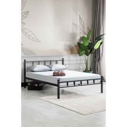 Kovová dvojlôžková posteľ ORMEL 160x200 cm čierna nosnosť 200 kg