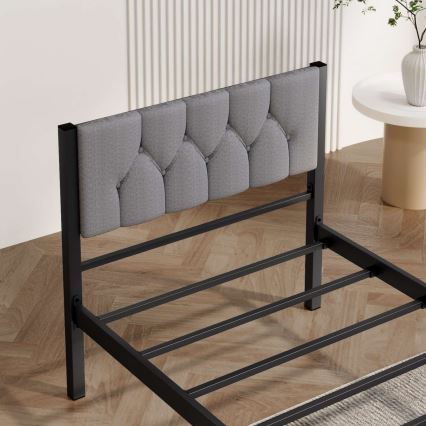 Kovová jednolôžková posteľ KAROM 90x200 cm, sivá, nosnosť 120 kg