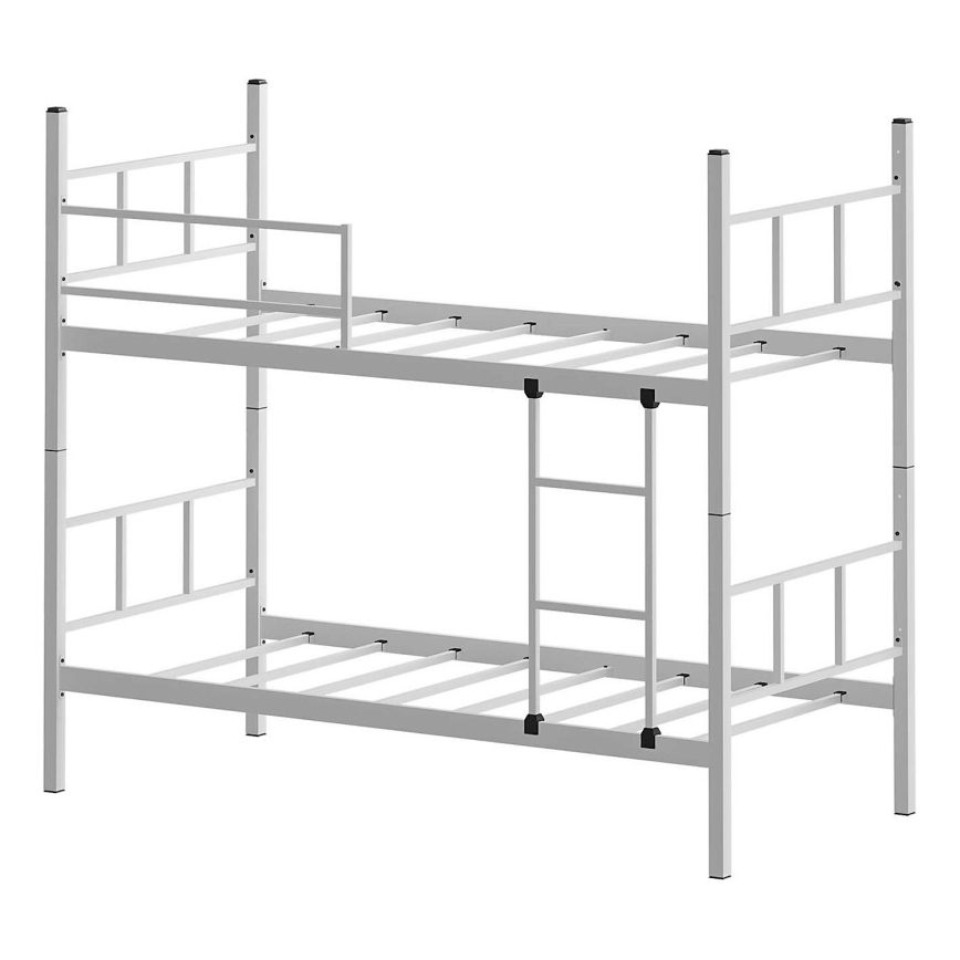 Kovová poschodová posteľ MAVEN 90x200 cm biela nosnosť 2x100 kg